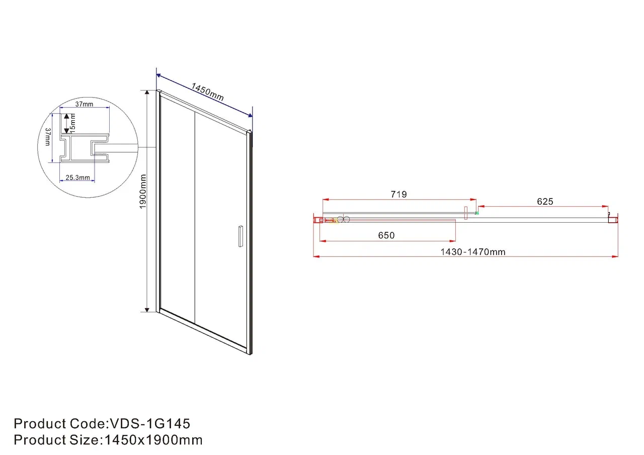 Душевая дверь Vincea Garda VDS-1G145CH 145 см хром, стекло шиншилла - 8 изображение