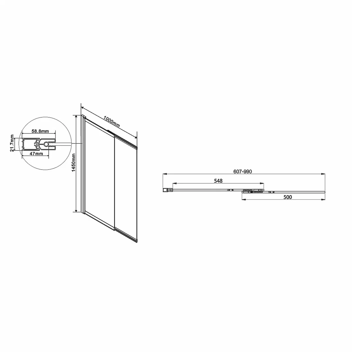 Шторка для ванны Vincea VSB-1E 100x145 см, VSB-1E100CLB, профиль черный, стекло прозрачное - 7 изображение