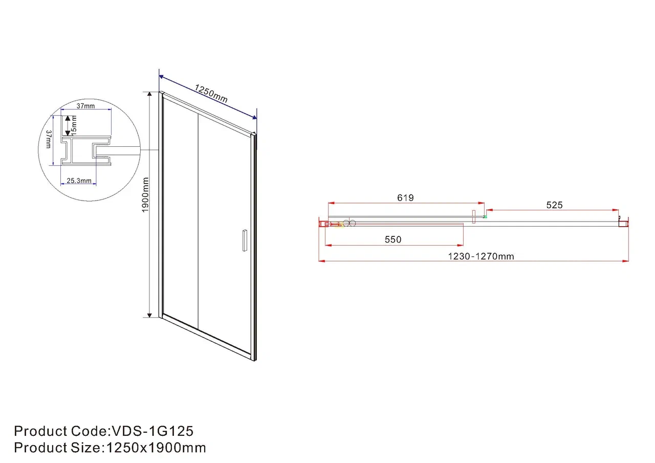 Душевая дверь Vincea Garda VDS-1G125CL 125 см хром, стекло прозрачное - 6 изображение