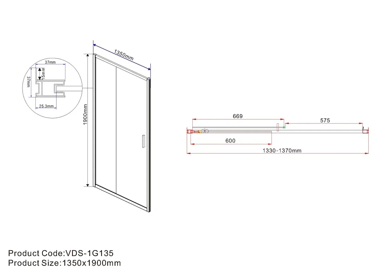 Душевая дверь Vincea Garda VDS-1G135CL 135 см хром, стекло прозрачное - 6 изображение