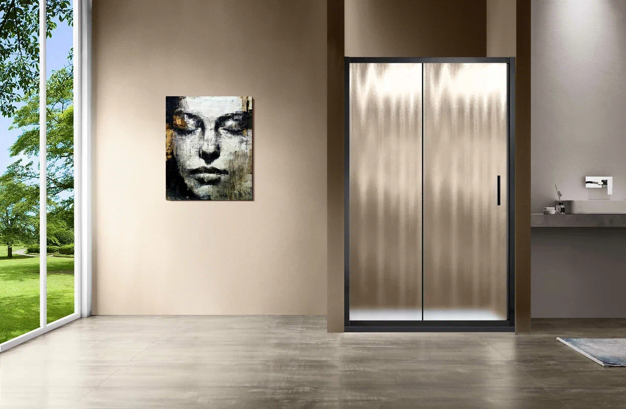 Душевая дверь Vincea Garda VDS-1G120CHB 120 см черный, стекло шиншилла - 3 изображение