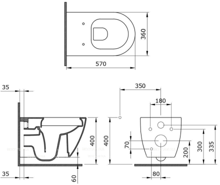 Унитаз подвесной безободковый Bocchi Venezia 1295-001-0129+A0330-001 (A0333-001) с крышкой-сиденьем микролифт, белый - 2 изображение