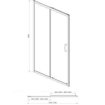 Душевая дверь Azario Milton 140х200 см AZ-ND6121 1400 профиль серебро, стекло прозрачное - 3 изображение