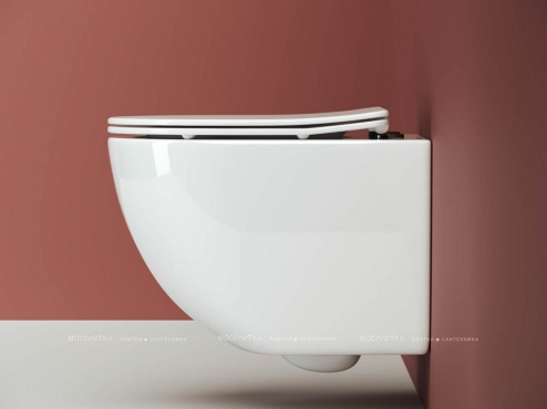 Комплект подвесной безободковый унитаз Ceramica Nova Forma Rimless с крышкой-сиденьем CN3009 + инсталляция Geberit Duofix 458.124.21.5 с кнопкой, хром глянцевый - 4 изображение