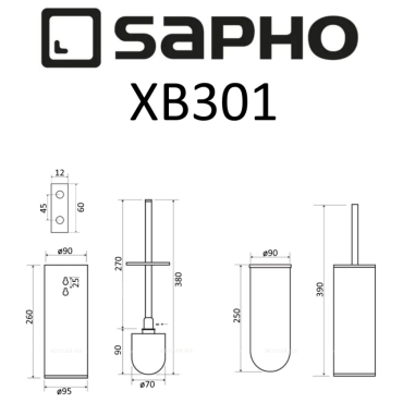 Ершик Sapho X-Round Black XB301 черный - 2 изображение