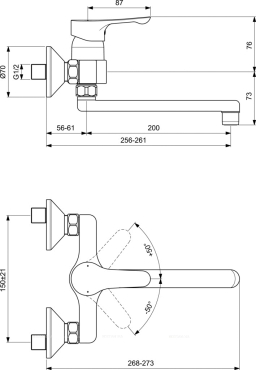 Настенный смеситель для кухонной мойки Ideal Standard ALPHA BC661AA - 2 изображение