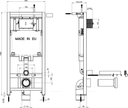 Комплект подвесной безободковый унитаз Jacob Delafon Elite E21742RU-00 с сиденьем микролифт + система инсталляции с кнопкой хром - 5 изображение