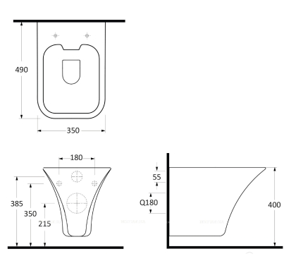 Унитаз подвесной безободковый beWash Ladoga 54303201 с крышкой-сиденьем микролифт, белый глянец - 4 изображение
