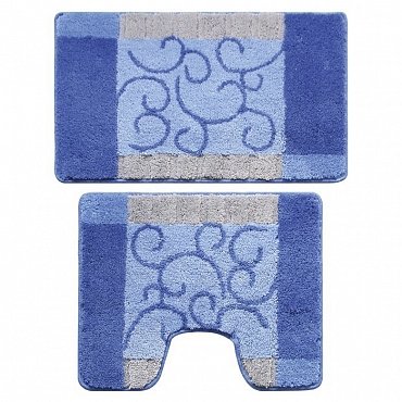 Набор ковриков Milardo Fine Lace 350PA68M13 для ванной комнаты, голубой