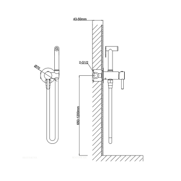 Гигиенический душ Vincea VHFW-101GM из латуни в комплекте со смесителем, вороненая сталь - 2 изображение