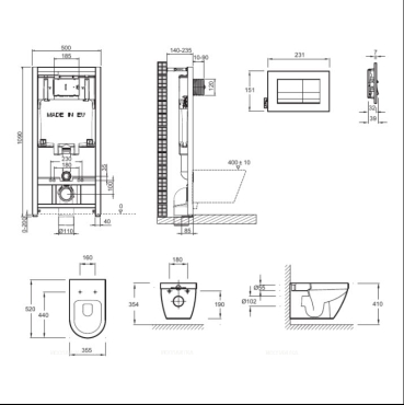 Комплект подвесной безободковый унитаз Jacob Delafon Rodin+ E21749RU-00 с сиденьем микролифт + система инсталляции с кнопкой хром - 2 изображение
