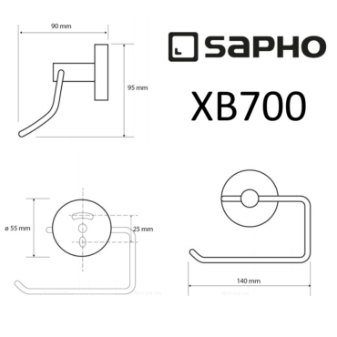 Держатель туалетной бумаги Sapho X-Round Black XB700 черный - 2 изображение
