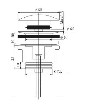Донный клапан для раковины Azario AZ-251 хром - 3 изображение
