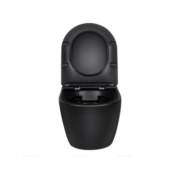 Комплект подвесной безободковый унитаз Vincea Globo VT1-14SMB с сиденьем soft-close, черный матовый + инсталляция Geberit Duofix 458.124.21.5 с кнопкой, хром глянцевый - 5 изображение