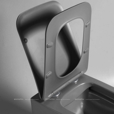 Унитаз подвесной Vincea Q-Line VT1-12MA безободковый, антрацит матовое, ультратонкое soft close сиденье - 6 изображение