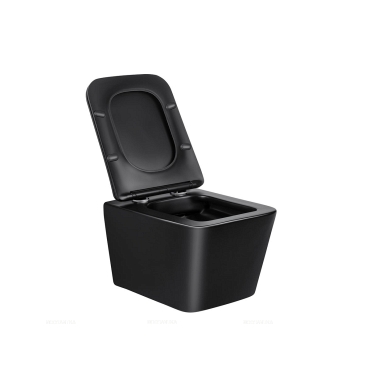 Комплект подвесной безободковый унитаз Vincea Q-Line VT1-12MB с сиденьем soft-close, черный матовый + инсталляция Grohe Rapid SL 38775001 4 в 1 с кнопкой смыва - 4 изображение