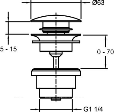 Донный клапан для раковины Jacob Delafon E30536-CP, хром - 2 изображение