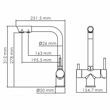 Смеситель для кухонной мойки Wasserkraft A8367 под фильтр, черный матовый - 3 изображение