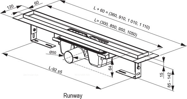 Душевой канал OZ Ravak Runway 850 X01388, хром - 2 изображение
