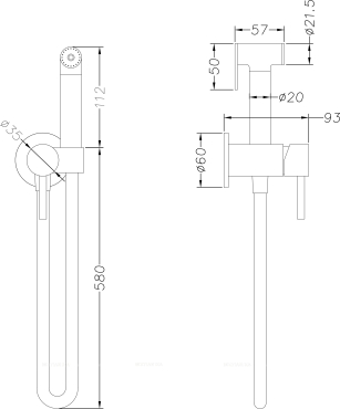 Гигиенический душ Creto Element 2.0-PWM-BK со смесителем, матовый черный - 2 изображение